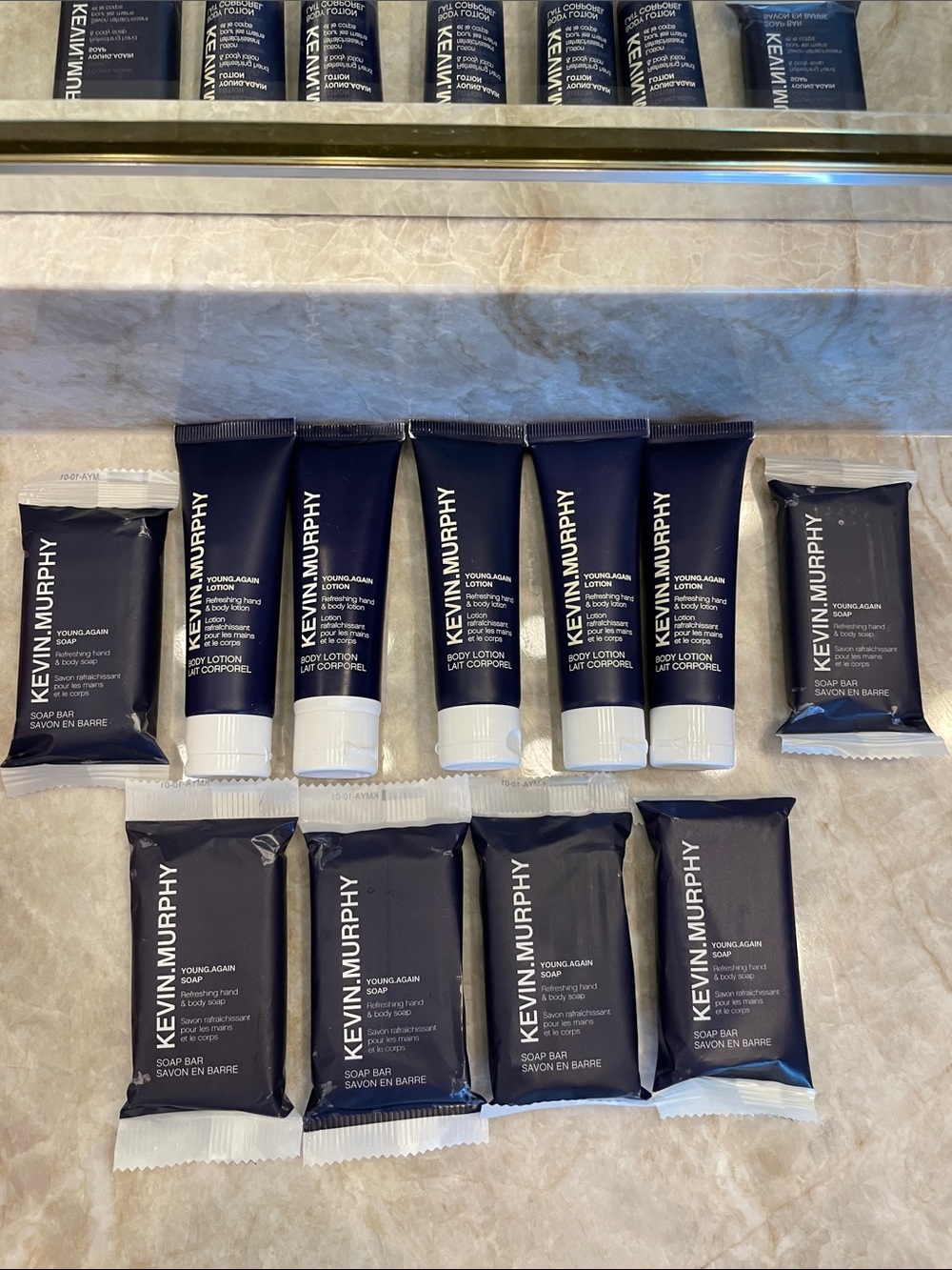 11 BRAND NEW KEVIN.MURPHY Navy Travel Body Lotion & Soap Set!